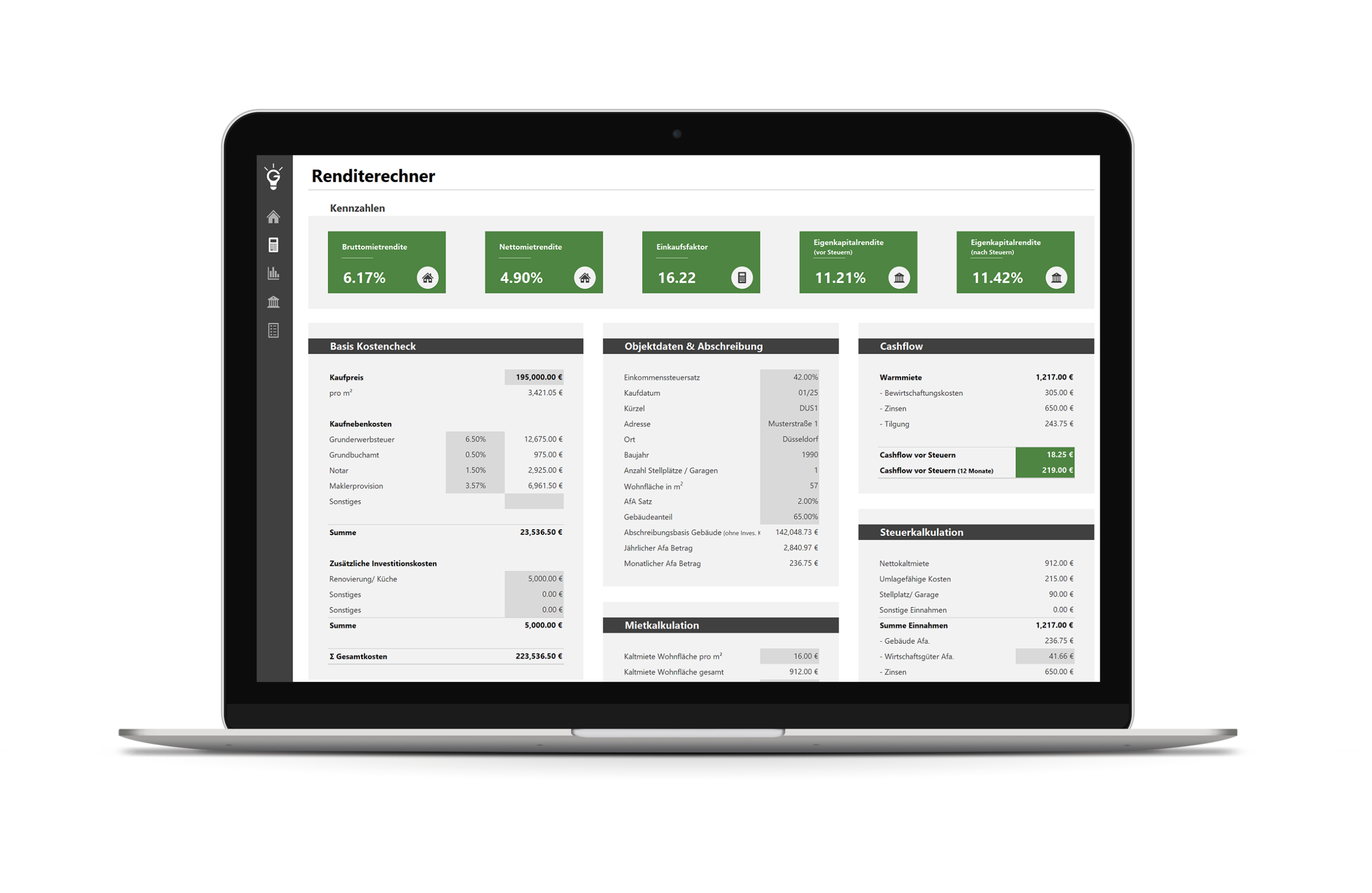 Immobilien Excel Rechner Vorschau